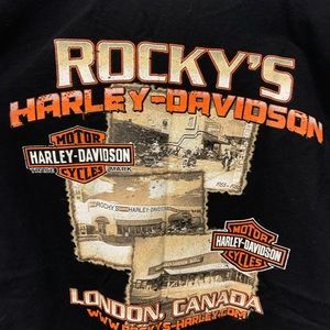 Harley-Davidson Shirts - Rocky’s Harley Davidson London, On Biker T-Shirt Harley-Davidson Shirts - Rocky’s Harley Davidson London, On Biker T-Shirt